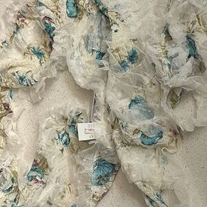 Scarf Lace Ivory Blue Green Floral Print Casual Bohemian NEW…
